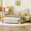 NicBex Velvet Upholstered Platform Bed Frame with Bear-Shaped Headboard and Bed-End Storage Pocket,Wood Slat Support,Easy Assembly,Beige/Gray - 2 of 4