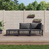 vidaXL 3 Piece Patio Lounge Set with Cushions Anthracite Steel - Corner + Middle + Footrest - 2 of 4