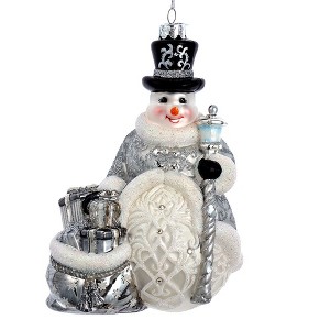 Kurt Adler 7-Inch Bellissimo Glass Silver Snowman Ornament - 1 of 4