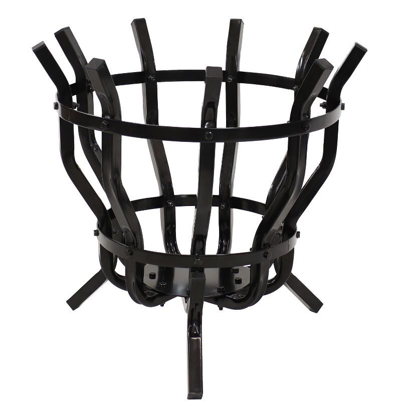 Sunnydaze Outdoor Steel Modern Fluted Log Holder Basket - 22", 1 of 12