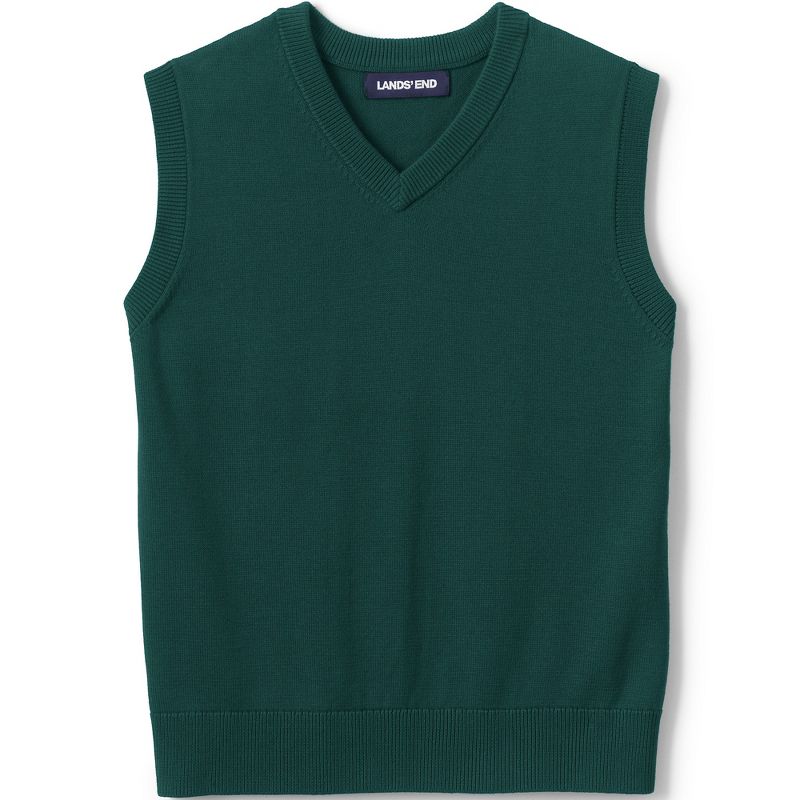 Lands' End School Uniform Kids Cotton Modal Fine Gauge Sweater Vest, 1 of 3