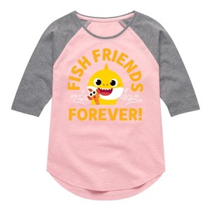 Girls' - Baby Shark - Fish Friends Forever Shirt Tail Raglan Graphic T-shirt - 1 of 4