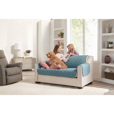 Reversible Loveseat Furniture Protector Aqua/Gray - Sure Fit