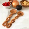 Slickblue 8-Inch Hand-Carved Wooden Salad Serving Set - Rustic Olive Wood with Braided Handle, 2-Piece - 3 of 3