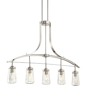 Minka Lavery Brushed Nickel Linear Pendant Chandelier 39" Wide Modern Clear Glass 5-Light Fixture Shade for Kitchen Island House - 1 of 3