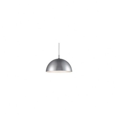 Archibald Brushed Nickel 22" Aluminum Bowl Pendant with Matte White Interior