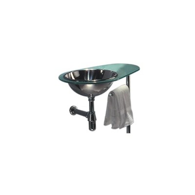 ALFI New Generation AQUA Laminated Matte Glass Counter Top with Polished Stainless Steel Drop-in Basin on Right Side