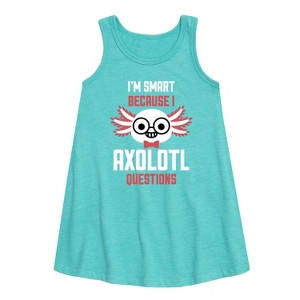 Girls' - Instant Message - Smart Axolotl Questions Graphic Sleeveless Aline Dress - 1 of 4
