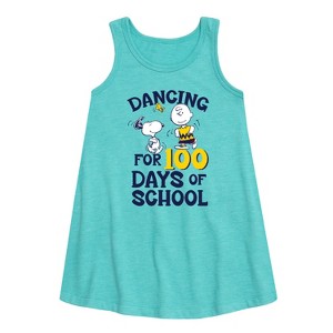 Girls' - Peanuts - Dancing For 100 Days Of School Graphic Sleeveless Aline Dress - 1 of 4