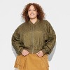 Women's Quilted Bomber Jacket - Wild Fable™ Green - image 2 of 3