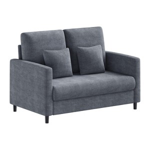 51.9" Chenille Loveseat Sofa Chair with Cozy Teddy Fabric, Tool-Free Assembly, Washable Covers, Small-Space Couch - 1 of 4