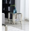 20" Square Modern Stainless Steel End Table with Double-Layer Tempered Glass and Storage - 2 of 4