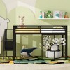 Whisen Elegant Design Twin Size Metal Low Loft Bed with Storage Staircase and Iron Mesh - 2 of 4