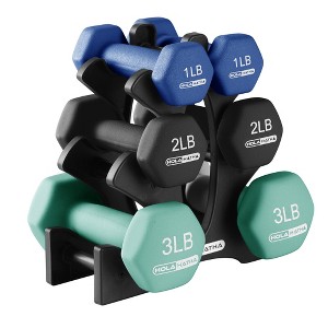 HolaHatha Hex Dumbbell Set with Hand Weights and Storage Rack - 1 of 4