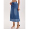 INSPIRE CHIC Women's Denim High Waist Spring Causal Panel Hem A-Line Maxi Jean Skirts - 2 of 4
