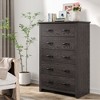 Costway 5 Drawer Chest Storage Dresser Tall Cabinet Organizer Bedroom Hallway Dark Grey/Walnut - image 2 of 4