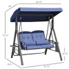 2-Person Patio Swing Bench with Adjustable Shade Canopy, Soft Cushions, Throw Pillows and Tray - 3 of 4