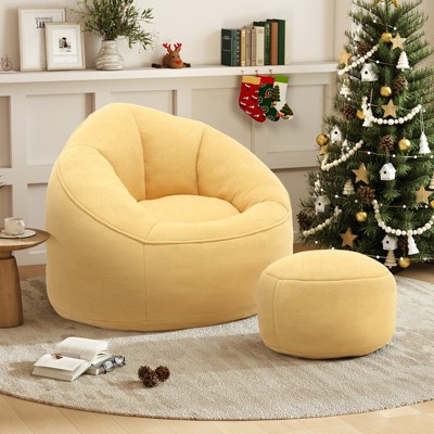 Aukfa Bean Bag Chair, Ultra-Soft Microfiber, Ergonomic Lounge Chair for Adults/Kids Or Living Room, Bedroom/Brown/Blue/Gray/White/Pink/Yellow