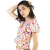 Artyska Women's Floral Balloon Sleeve Round Neck Crop Top - 2 of 4