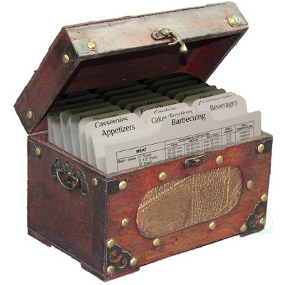 Vintiquewise Antique wooden recipe card box