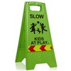 Dryser 3-Pack Slow Down Caution Kids at Play Reflective Safety Signs - 25" Green 2-Sided Children at Play Signs - 3 of 4