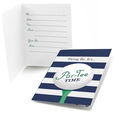 Big Dot of Happiness Par-Tee Time - Golf - Fill In Birthday or Retirement Party Invitations (8 count)