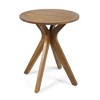 Acacia Wood Outdoor Bistro Table, Round Slatted Patio Side Table with Cross Base, Round Patio End Tables -Christopher Knight Home - 4 of 4