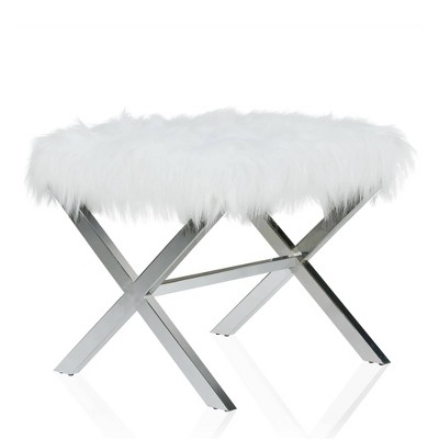 white fur ottoman target