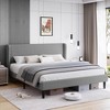 Bed Frame with Vertical Channel Headboard, Upholstered Bed Frame with Wood Slats - 4 of 4