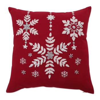 18"x18" Snowflakes Christmas Indoor Square Throw Pillow Red - Pillow Perfect