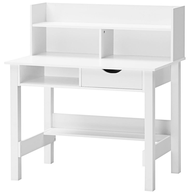 Tangkula Computer Desk Space-Saving Laptop Writing Table w/Shelf & Drawer for Home Office White, 1 of 7