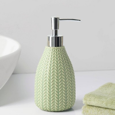 Sage Green Ceramic Lotion Pump with Chrome Finish