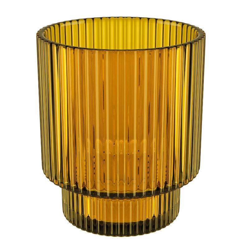 American Atelier Vintage Art Deco 9 oz. Fluted Drinking Glasses Set of 4, Old Fashion Tumbler for Cocktails, Ribbed Lowball Glass Cup for Beverages, 2 of 8