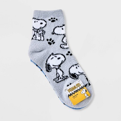 Women&#39;s 2pk Peanuts Cozy Ankle Socks - Gray/Blue 4-10