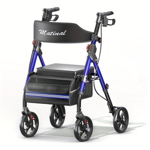 JUJABU Foldable Rollator Walker with Seat, 8'' Wheels, 6-Position Height, Aluminum & Carbon Steel - 1 of 4