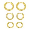 Adornia 14k Gold Plated 3-Huggie Hoop Earrings Set With 1-Crystal Hoop - 4 of 4