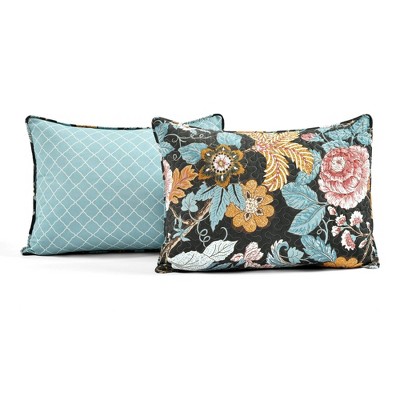 Sydney Full Black and Blue Cotton Reversible Quilt Set