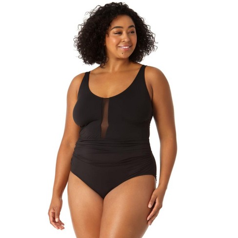 Anne Cole Plus - Women's Mesh One Piece Swimsuit - 22w Black : Target