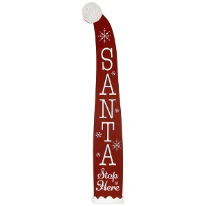 Northlight Santa Stop Here Christmas Hat Porch Sign - 35" - 1 of 4