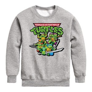 Boys' - Teenage Mutant Ninja Turtles - Gaming Group And Logo Graphic Long Sleeve Fleece Sweatshirt - 1 of 4