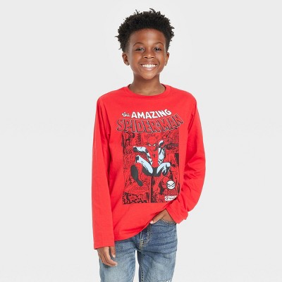 Boys' Marvel Spider-Man Long Sleeve Graphic T-Shirt - Red