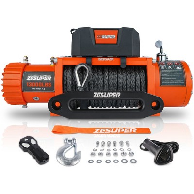 HANPURE ZESUPER 13000 lb 12V Electric Winch IP67 Waterproof Synthetic Rope for Jeep/Truck/SUV with Wireless & Corded Control