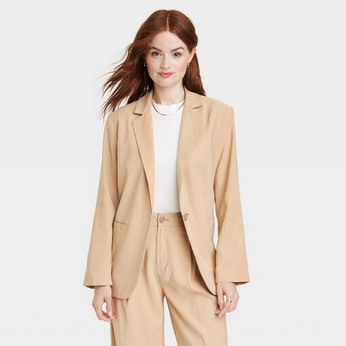 Women's Oversized Fall Blazer - A New Day™ Tan M