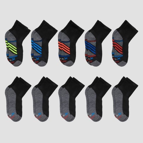 Hanes Boys' 10pk Premium Ankle Athletic Socks - Black M : Target