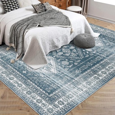 Garvee Washable Area Rug, Moroccan Ultra-Thin Area Rug- Foldable Low Pile, Non-Slip ,Modern Soft Carpet