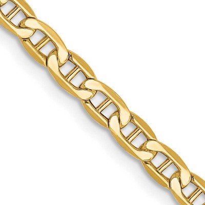 Black Bow Jewelry 3.2mm 14K Yellow Gold Hollow Anchor Chain Necklace
