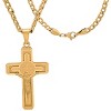 Steeltime 24" Men's stainless steel cross with St. Benedict pendant with greek key accents. Color Options: Silver, Gold - 2 of 4