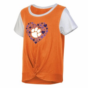 NCAA Clemson Tigers Girls' White Tie T-Shirt - 1 of 3