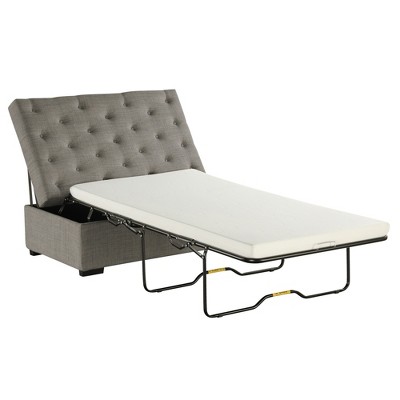 Whisen 49.6" Convertible Ottoman Sleeper Sofa Bed with Memory Mattress - Space-Saving Tufted Design for Small Living Rooms