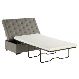 Whisen 49.6" Convertible Ottoman Sleeper Sofa Bed with Memory Mattress - Space-Saving Tufted Design for Small Living Rooms - 1 of 4